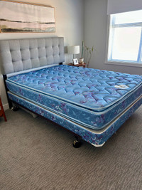 Queen Mattress, Boxspring and Metal Frame Set