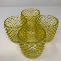 Topaz Yellow Hobnail Glass Small Cups Set of 4