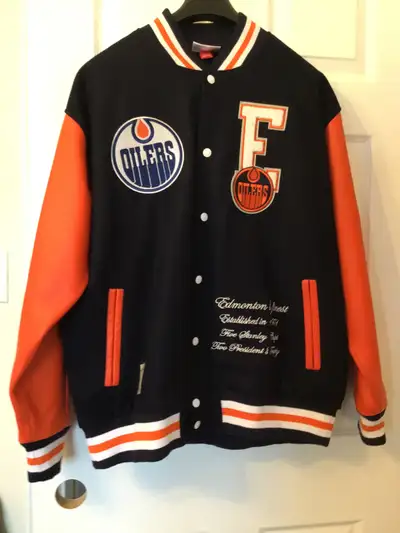 Edmonton Oilers Men’s Varsity Jacket by Mitchell & Ness, View more