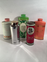 Aywon, Avon & Yardley Vintage Talc Powder Tins ( 5 )