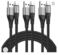 USB Type C Cable, 3pack 10ft Nylon Braided Fast Charging 3A Rapi