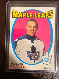 1971-72 Topps Jacques Plante hockey card.