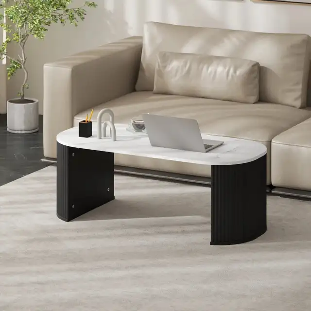 Coffee Table, Modern Marble-Effect Living Room Table with Round  in Coffee Tables in Markham / York Region - Image 10