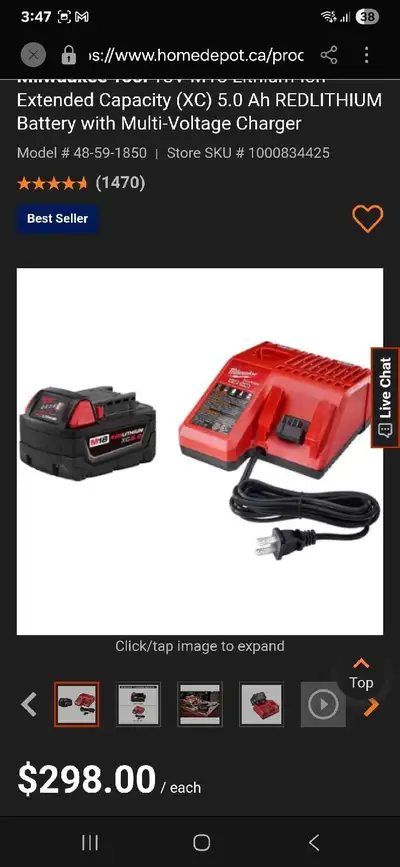 Milwaukee M18 Battery and Charger, View more