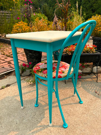 Pretty Blue Metal Table and Chair Set