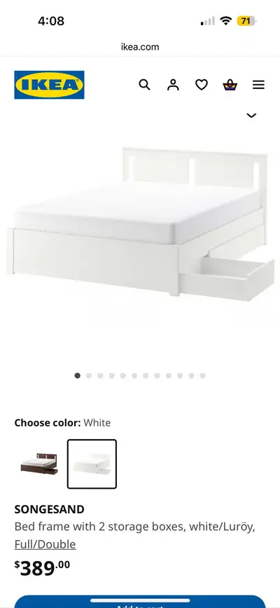 Size: Double Purchased less than a year Excellent condition Selling with a memory foam mattress Matt...