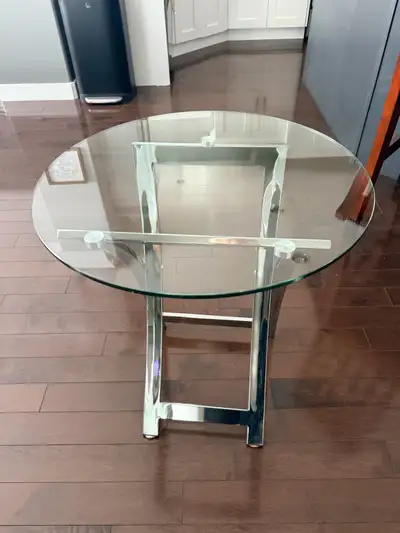 Round Glass and Metal End Tables, View more