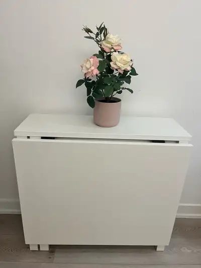 IKEA NORDEN White Gateleg Table with Storage Drawers – Like New, View more