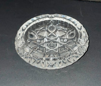 Heavy Round Crystal Glass Ashtray Vintage Trinket Dish