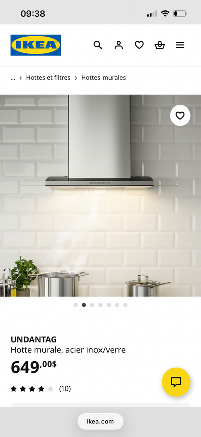 ***Bien prend le temps de lire avant de m’écrire **** Sleek wall-mounted range hood is IKEA UNDANTAG...