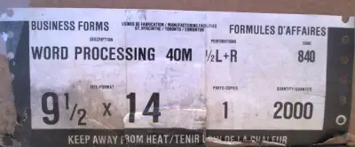 Legal size pin-feed computer printer paper, View more