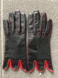 New Red Trim  Leather Gloves -$25