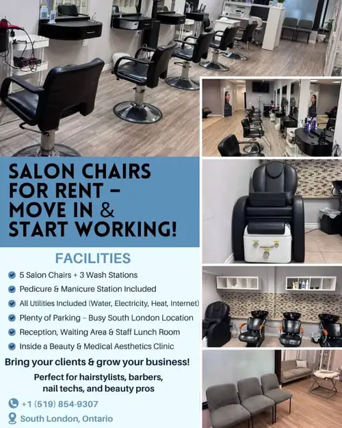 Salon Chairs for Rent – Move In & Start Working! ✅ 5 Salon Chairs + 3 Wash Stations ✅ Pedicure & Man...