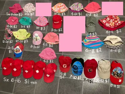 5T and up summer hats EXCELLENT CONDITION sizes/prices in pic, View more
