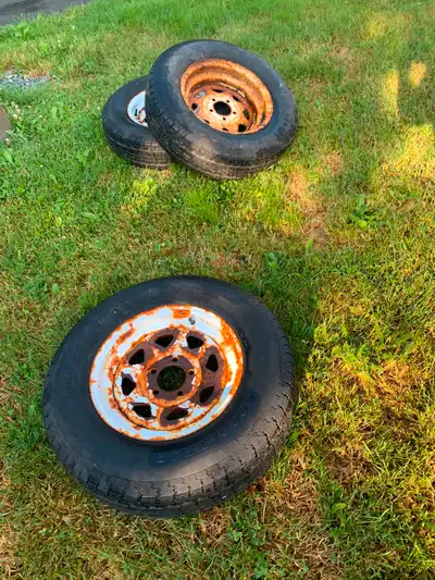 4 Goodyear Tires good for woods trailer. Tire size in pictures. Came off a travel trailer.