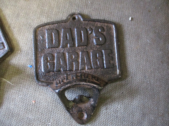 CAST IRON MANCAVE - DAD'S GARAGE WALLMOUNT BOTTLE OPENERS $20 EA in Arts & Collectibles in Winnipeg - Image 3