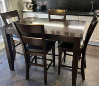 Counter height expandable table and chair set