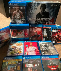 USED PlayStation 4 with Games and NEW controller