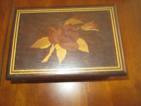 Antique Inlaid Marquetry Box with Key