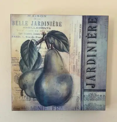 Green Pear Picture Wall Art with words on it. , View more
