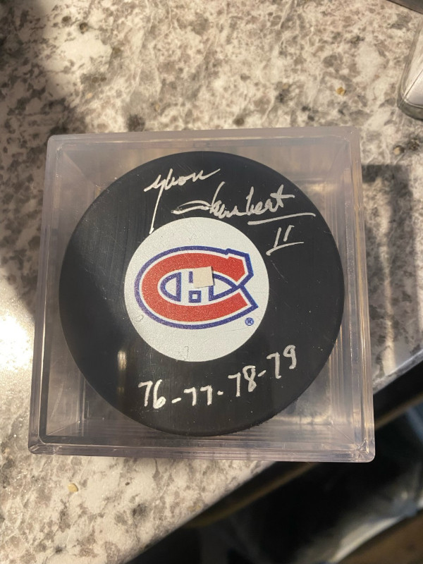 Yvon Lambert autograph Montreal Canadians Puck in Arts & Collectibles in Ottawa