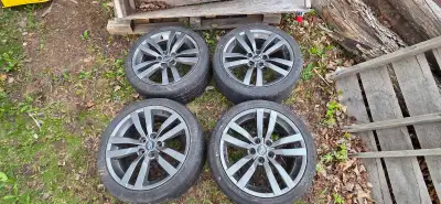 I have a set of 18"x8.5 wheels off of a 2017 wrx with a 5x114.3 bolt pattern. they are in fairly goo...
