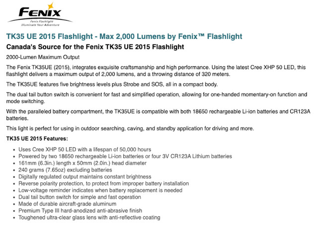 Like New Fenix TK35 UE 2000 Lumen Flashlight in General Electronics in Burnaby/New Westminster - Image 4