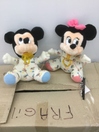 Baby Mickey and Minnie with pacifiers Plush toys