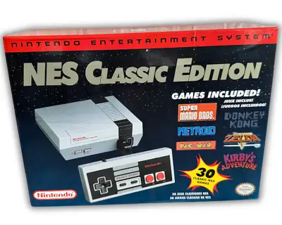Authentic OEM Official NES Nintendo Entertainment System Classic Mini 《 30 Games Built in 》 2 contro...