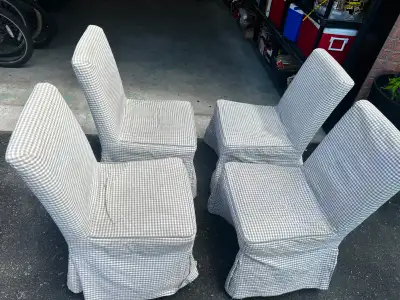 4 - Kitchen Table chairs with covers; IKEA for $100, View more