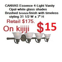 NEW 31 1/2 CANVAS 4Light Vanity features opal-white glass shades