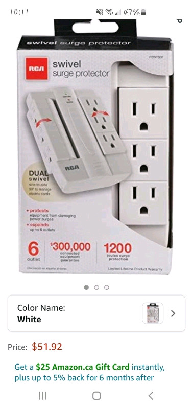 RCA Swivel Surge Protector in General Electronics in Renfrew - Image 2