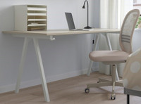 Desk, beige/white, 160x80 cm (63x31 1/2 ")