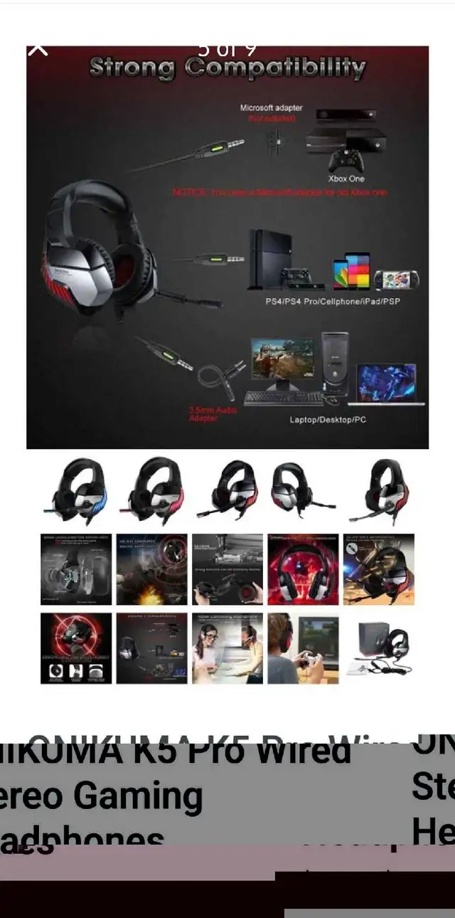 Pro Wired Stereo Gaming Headphones with stand in General Electronics in Markham / York Region - Image 5