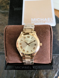 Michael Kors Women's MK3456 Slim 33mm Runway Gold Dress Watch
