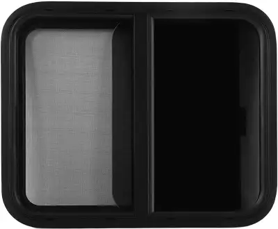 RV Sliding Window, Waterproof Sliding Black RV Window with Net, Replacement RV for 0.2-0.28’’/2.08-2...