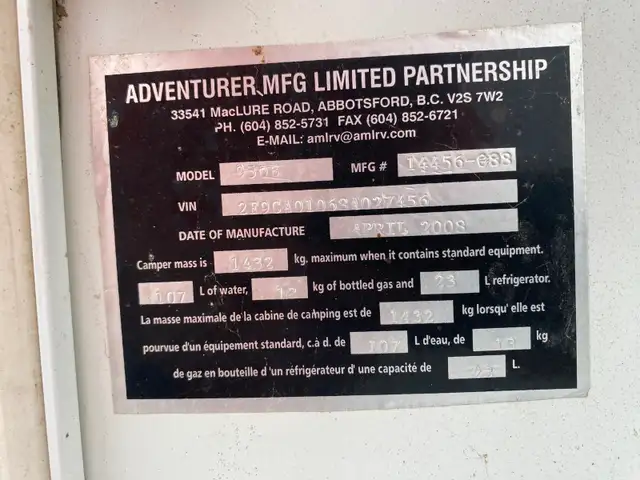 Adventurer 2008 950B Truck Camper in Travel Trailers & Campers in Winnipeg - Image 6