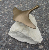 Vintage Brass Stone Hoselton Canada Stingray or Goose Sculpture