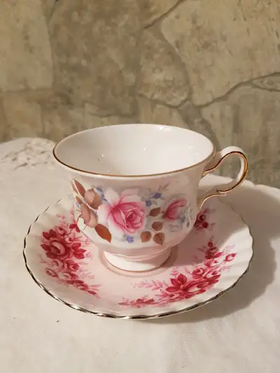 Vintage Mismatched Royal Albert Queen Anne Tea Cup and Saucer, View more