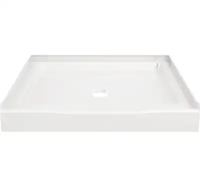 Delta Classic 500 32 in. L x 32 in. W Alcove Shower Pan Base with Center Drain in High Gloss White B...