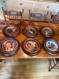 Norman Rockwell set of 6 plates with frames excellent 
