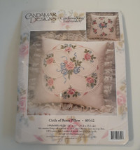 Vintage Candamar Designs Circle of Roses Embroidery Set Pillow