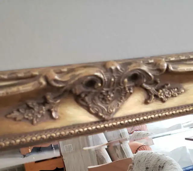 Lg. Bevelled Mirror Antiique Carved Wood Frame bevelled in Home Décor & Accents in Calgary - Image 6
