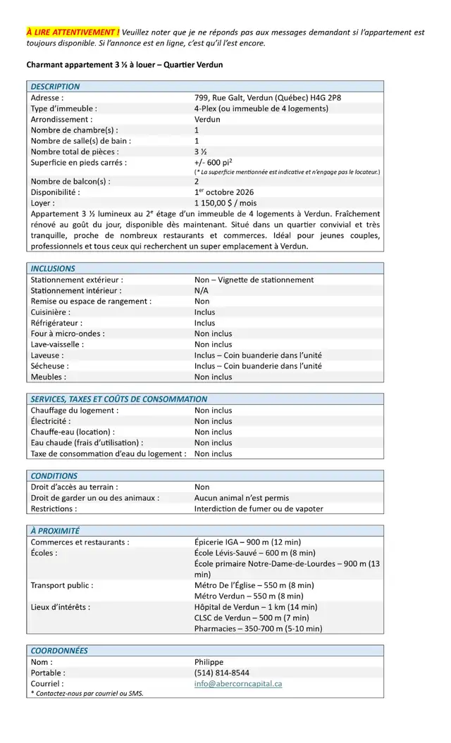 Charmant appartement 3 ½ à louer – Quartier Verdun in Long Term Rentals in City of Montréal - Image 9