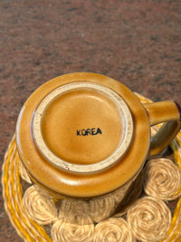 70s Pottery Mug Korean Stoneware Vintage Coffee Cup
