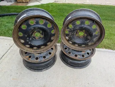 4 X 17inch steel rims bolt pattern 5 X 100 .$10 each 4 tires Kumho 225 55 R17 ECSTA PA51 $10 each. T...