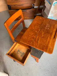 Vintage school desk and chair for student