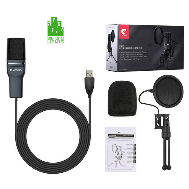 NEW! USB Broadcasting Microphone with Pop Filter & Tripod Stand! in Speakers, Headsets & Mics in Calgary - Image 2
