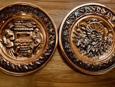 2 x CopperCraft Guild Copper Plate Trays  Wall Hanging, View more