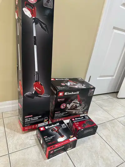 New Einhell Cordless Trimmer / Drill / Circular Saw Set, View more